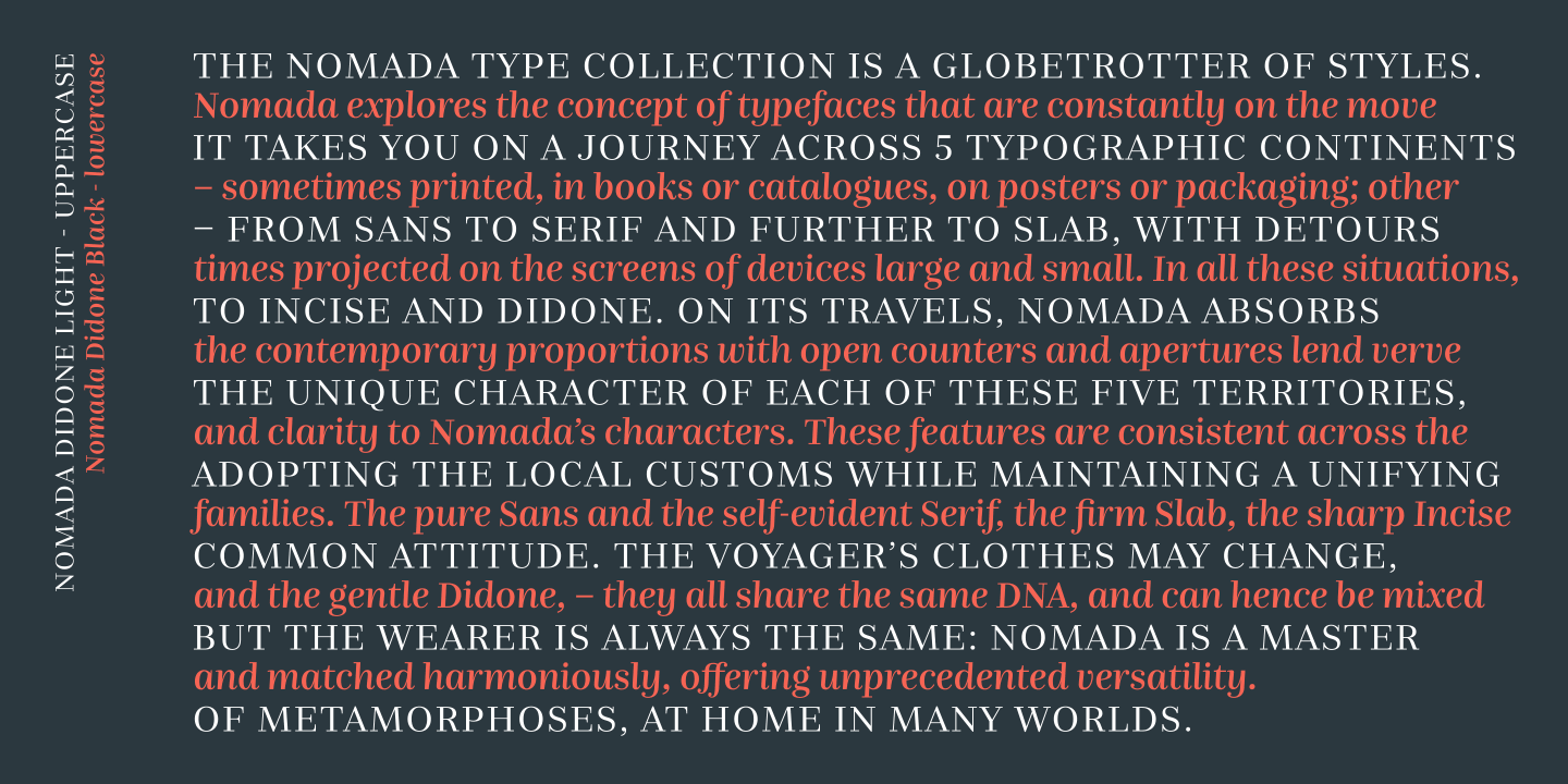 Nomada Didone Extra black Italic Font preview